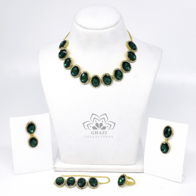 GHAZI COLLECTIONS Brass Gold-plated Green Jewellery Set(Pack of 1)