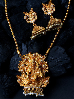 Angel In You Brass Gold-plated White Jewellery Set(Pack of 1)