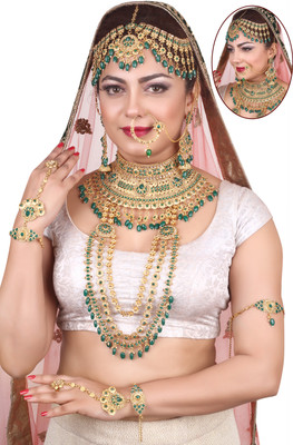 Kirti Traders Alloy Gold-plated Green Jewellery Set(Pack of 1)