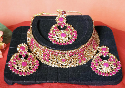 loveulot Alloy Gold-plated Pink Jewellery Set(Pack of 1)