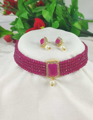 CHARBHUJA Alloy Gold-plated Pink Jewellery Set(Pack of 2)