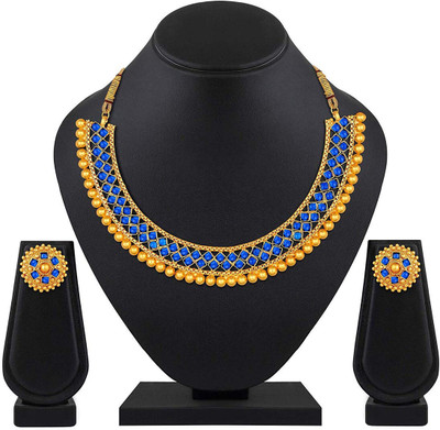 SRK Fashions Alloy Gold-plated Blue Jewellery Set(Pack of 3)