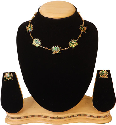 Swarajshop Alloy Gold-plated Green Jewellery Set(Pack of 3)