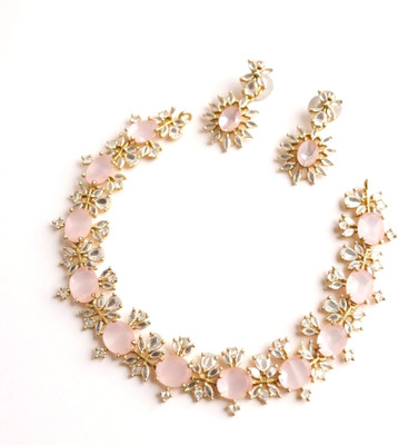 styra Alloy Silver Pink Jewellery Set(Pack of 1)