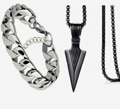 Neerajyoti Stainless Steel Black, Silver Jewellery Set(Pack of 2)