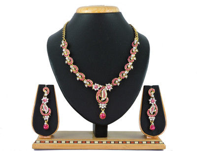KAHAR CREATION Alloy Gold-plated Pink Jewellery Set(Pack of 1)
