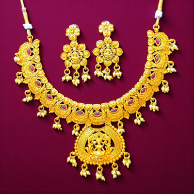 Aroras Bridal & Fashion Jewellery Copper Gold-plated Gold Jewellery Set(Pack of 1)