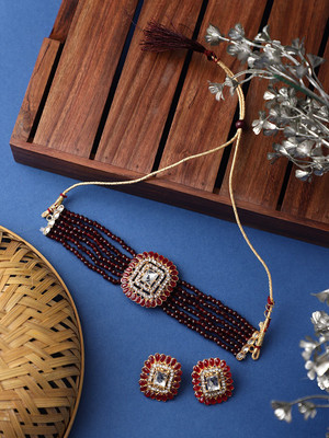 CARDINAL Brass Red Jewellery Set(Pack of 1)