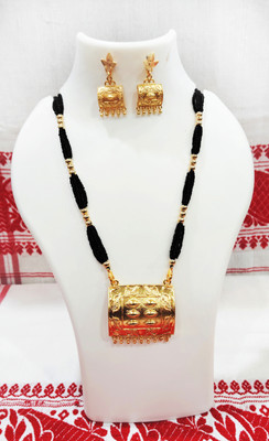 shree balaji gold Brass, Copper, Dori, Alloy Gold-plated Black Jewellery Set(Pack of 1)