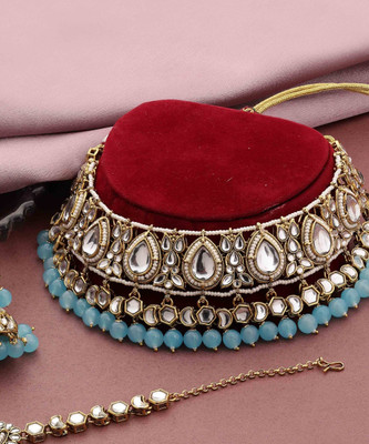 SAIYONI Alloy Gold-plated Blue Jewellery Set(Pack of 4)