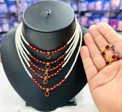 NIKYANKA Brass Gold-plated White, Red Jewellery Set(Pack of 3)