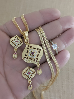 Bhagavati creation Brass Gold-plated Gold Jewellery Set(Pack of 1)