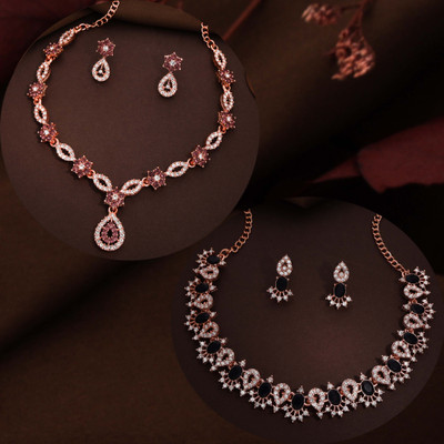 Vedda Brass Gold-plated Rose Gold, Black, Brown Jewellery Set(Pack of 1)