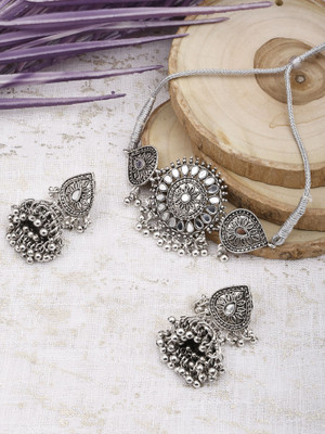 Sangria Zinc Silver White Jewellery Set(Pack of 3)
