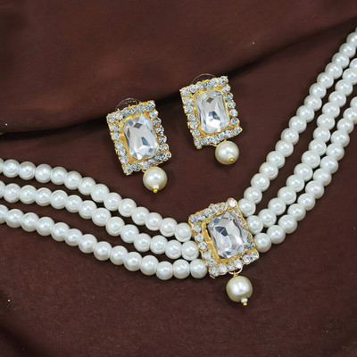 RAUNAK CREATION Alloy Gold-plated White Jewellery Set(Pack of 1)