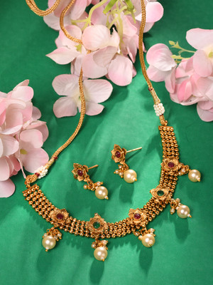 SARAF RS JEWELLERY Brass Rhodium Multicolor Jewellery Set(Pack of 1)