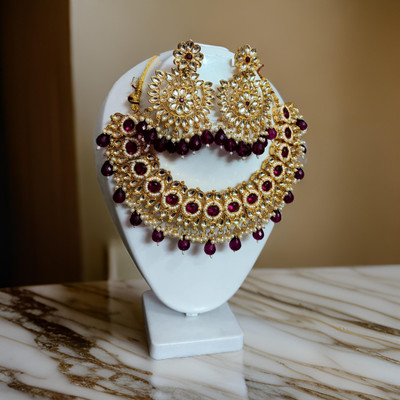 Devkinandan Alloy Gold-plated Maroon Jewellery Set(Pack of 1)