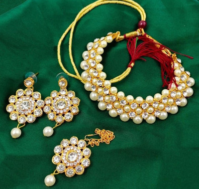 AMHRIK IMITATION Brass White Jewellery Set(Pack of 1)