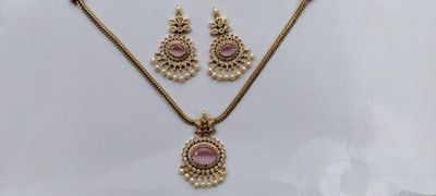 Aashira Jewels Alloy Gold-plated Pink Jewellery Set(Pack of 3)