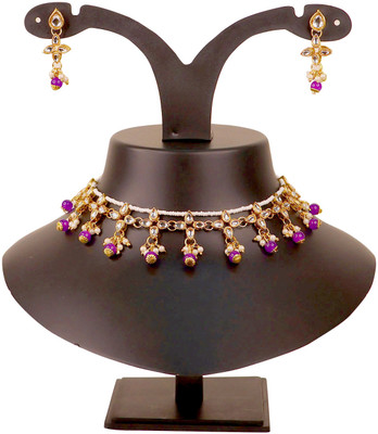 Swarajshop Alloy Gold-plated Purple Jewellery Set(Pack of 3)