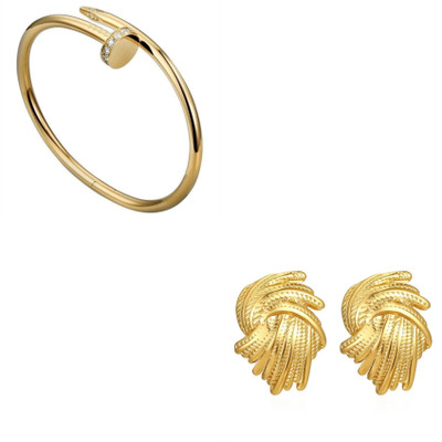 EVARA JEWELS Stainless Steel Gold-plated Gold Jewellery Set(Pack of 2)