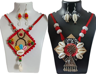 Loknath Handcraft Fabric Multicolor Jewellery Set(Pack of 2)