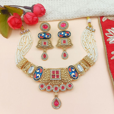 NANDAI Alloy Gold-plated Multicolor Jewellery Set(Pack of 1)