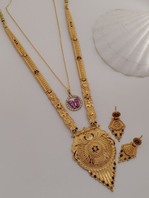 Bhagavati creation Brass Gold-plated Gold Jewellery Set(Pack of 1)