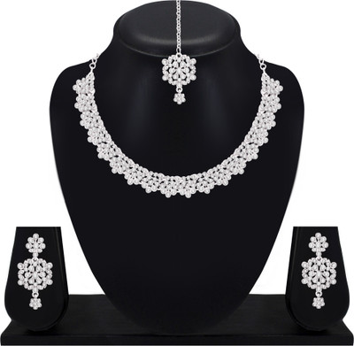 Atasi International Alloy Rhodium Silver, White Jewellery Set(Pack of 1)