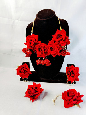 Sanskriti Creations Fabric Red Jewellery Set(Pack of 1)