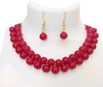 Ronak Fashion Alloy Gold-plated Red Jewellery Set(Pack of 1)