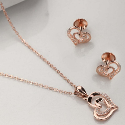 ZAVYA Sterling Silver Sterling Silver Rose Gold Jewellery Set(Pack of 2)