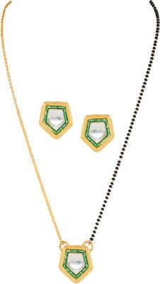 JFL - Jewellery for Less Copper Gold-plated Green, Gold, White, Black Jewellery Set(Pack of 1)