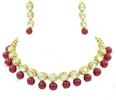 Nivaan Alloy Gold-plated Maroon, Gold Jewellery Set(Pack of 1)