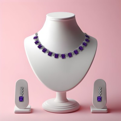 BEAUTYFUZZ ANAYA DECOR Crystal Purple, Silver Jewellery Set(Pack of 3)