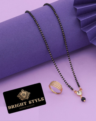 Bright STYLE Metal, Alloy Gold-plated Gold, Black Jewellery Set(Pack of 1)