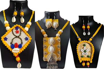 Loknath Handcraft Fabric Multicolor Jewellery Set(Pack of 3)
