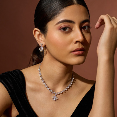 Kushal's Fashion Jewellery Copper Gold-plated White Jewellery Set(Pack of 3)