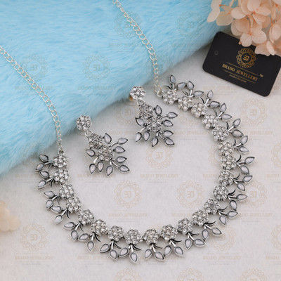 Brass Jewel Set(White, Silver)