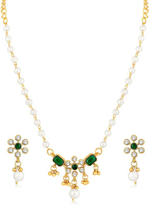 Hetshree Brass Gold-plated Gold, Multicolor Jewellery Set(Pack of 1)