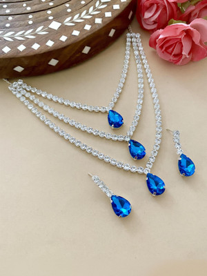 Vacker Alloy Silver Turquoise Jewellery Set(Pack of 1)
