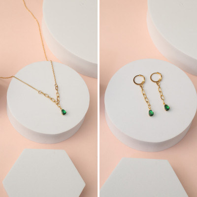 ISAMORA Alloy Gold-plated Green Jewellery Set(Pack of 1)