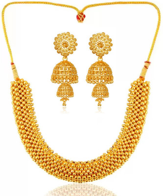 Lila Brass, Copper, Dori, Alloy Gold-plated Gold, Copper, Ruby Red Jewellery Set(Pack of 1)