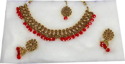 Nifty Alloy Gold-plated Red Jewellery Set(Pack of 1)