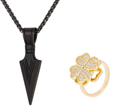 Vipunj Stainless Steel Titanium, Gold-plated Black, Gold Jewellery Set(Pack of 2)