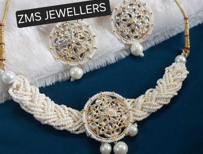 ZMS Alloy Gold-plated White Jewellery Set(Pack of 3)