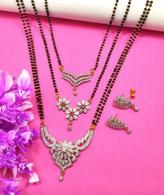 Divyanshi Collection Brass Silver Silver, Black, Gold Jewellery Set(Pack of 3)