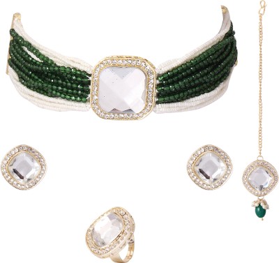 Divisha Alloy Gold-plated White Jewellery Set(Pack of 5)