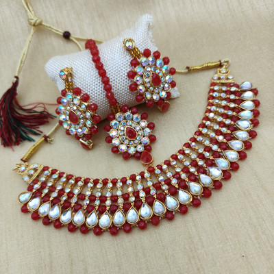 OM Creations Alloy Gold-plated Yellow Jewellery Set(Pack of 1)