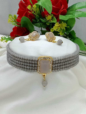 MAHADEV Alloy Gold-plated Grey Jewellery Set(Pack of 2)